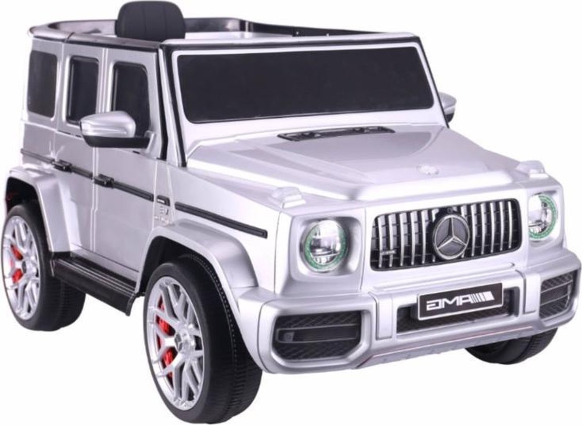   Benz G63 AMG Zilver - Ledere zit - Bluetooth - Softstart | Elektrische Kinderauto | Met afstandsbediening